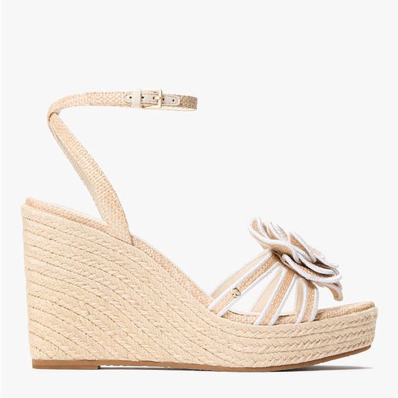 ♠️kate spade Flora Straw Espadrille Wedge Sandal, Natural NIB
